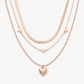 Rose Gold Layered Heart Necklace Set