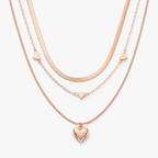 Rose Gold Layered Heart Necklace Set