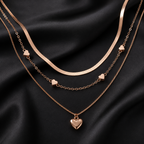 Rose Gold Layered Heart Necklace Set